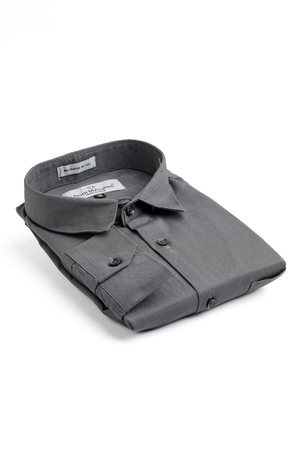 Folded Ash colour Rodi Machine shirt on a white background