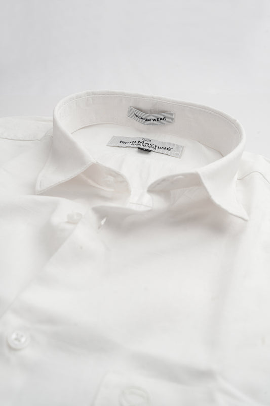 White Color Linen Blend Shirt