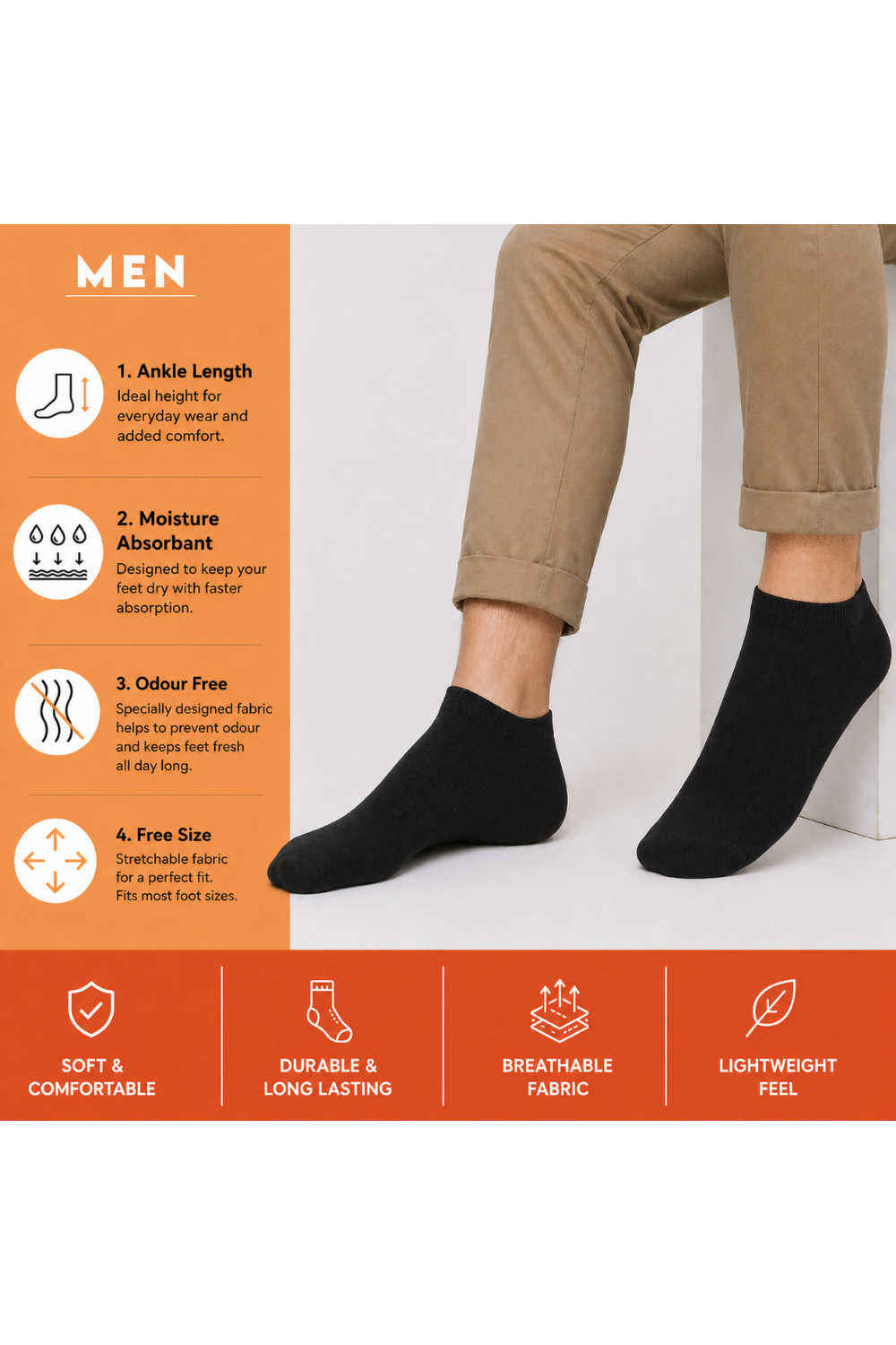 Black Socks Ankle For Men