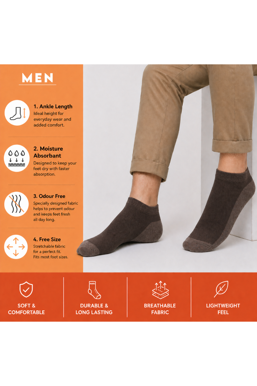 Classy Ankle Multi Color Socks for Men