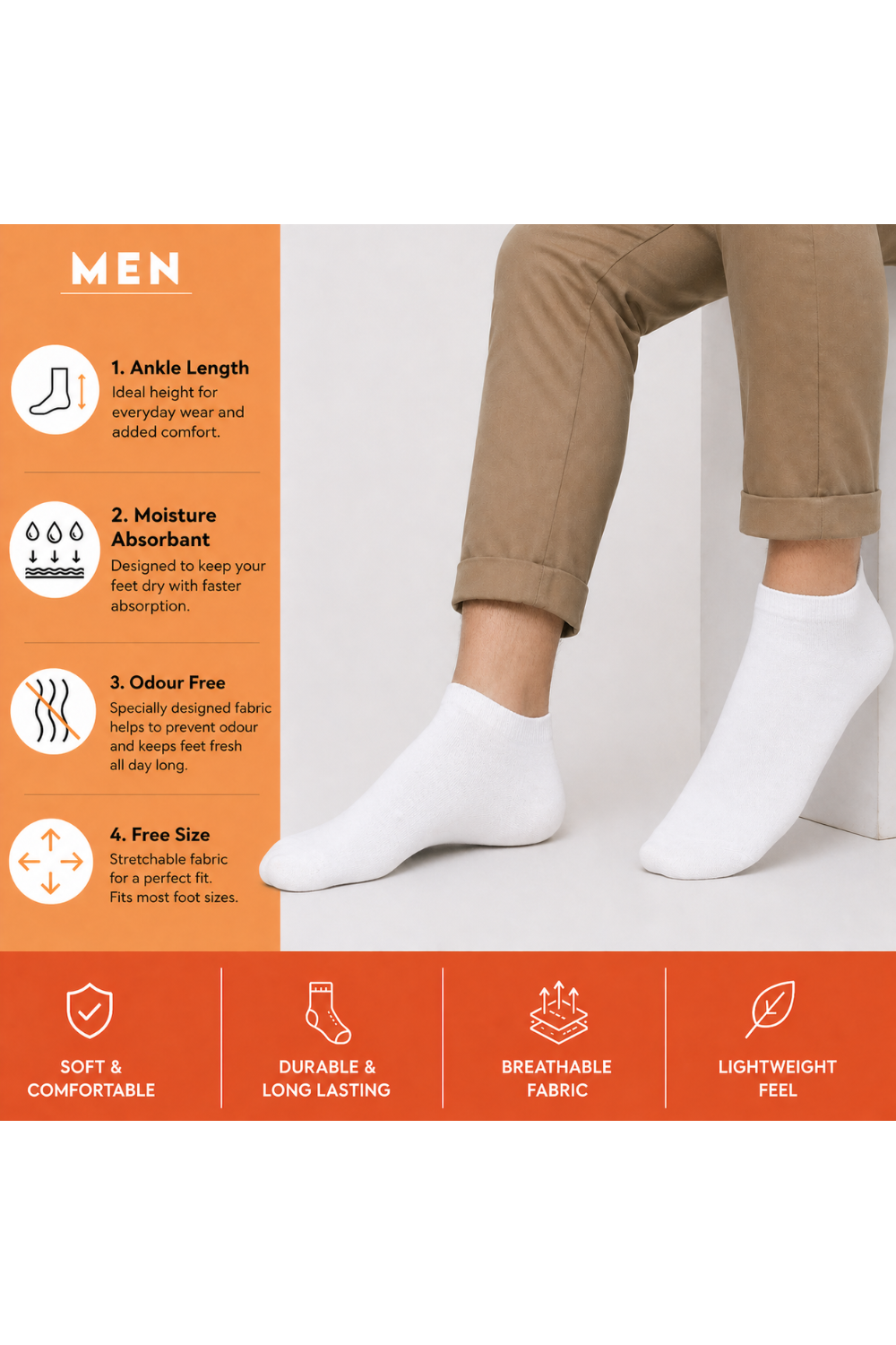 White Socks Ankle For Men